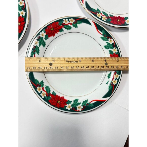 Tienshan Deck The Halls Christmas Holiday Salad/Dessert Plates 4-Piece Set - Picture 2 of 3